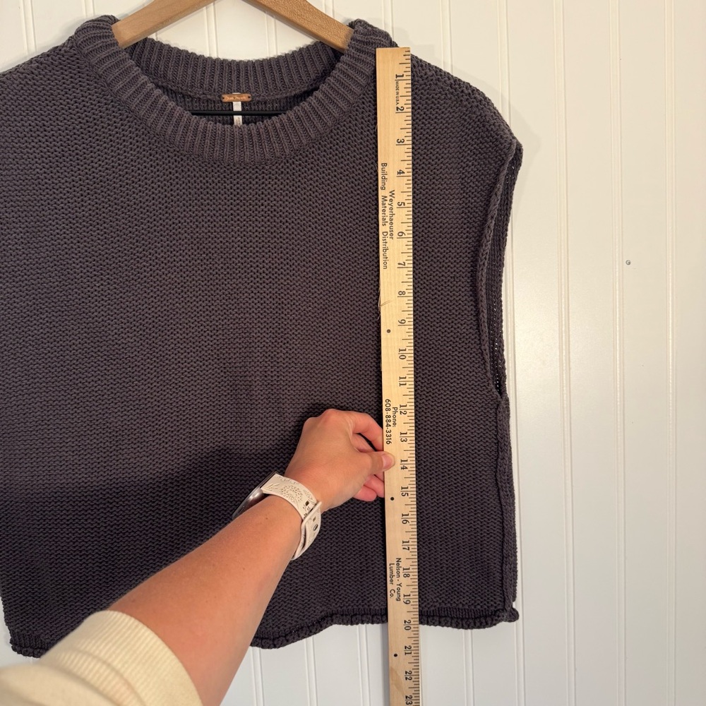 Free People Stolen Hearts Knitted Crop Tank Vest Women’s Size Small 100% Cotton - Picture 12 of 14